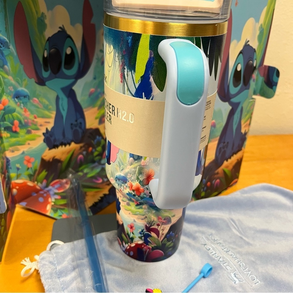 Stanley Blue Stitch Quencher Tumbler with Straw - Picture 4 of 8
